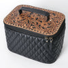 American Darling Women's Quilted Hand Tooled Floral Carved Genuine Leather Jewelry Case Eco-Friendly Full Grain Western Box