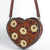 American Darling Women's Hand Tooled Floral Carved Genuine Leather Canteen Bag Eco-Friendly Full Grain Western Purse