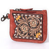 American Darling Women's Hand Tooled Floral Carved Genuine Leather Coin Purse Eco-Friendly Full Grain Western Wallet