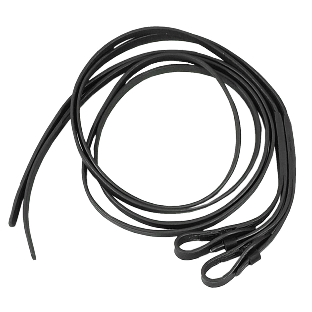 8 Ft Hilason Western Horse Heavy-Duty Barrel Flat Split Reins Genuine Leather Black