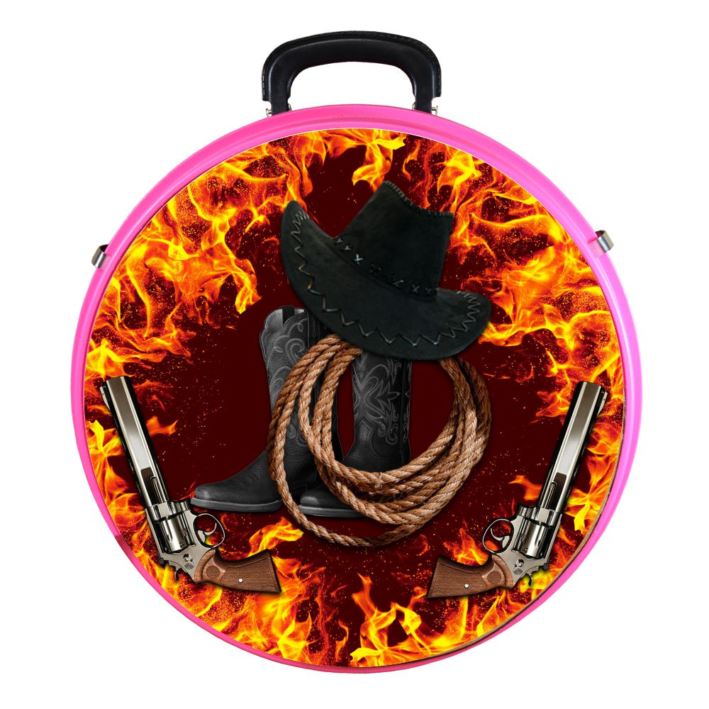 Hilason Medium 4 Rope Capacity Rope Can With Attractive Printed Genuine Leather Trim