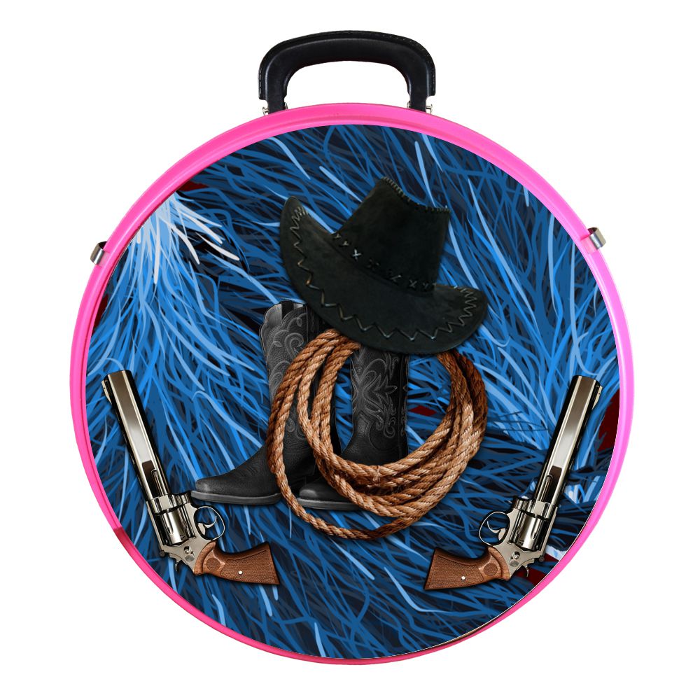 Hilason Medium 4 Rope Capacity Rope Can With Attractive Printed Genuine Leather Trim
