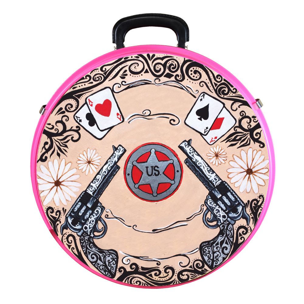 Hilason Medium 4 Rope Capacity Rope Can With Attractive Printed Genuine Leather Trim