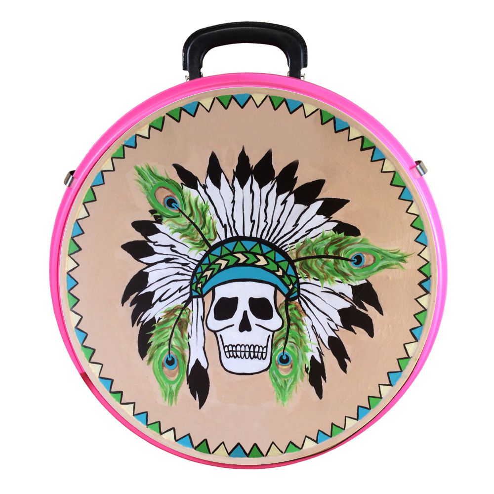 Hilason Medium 4 Rope Capacity Rope Can With Attractive Printed Genuine Leather Trim