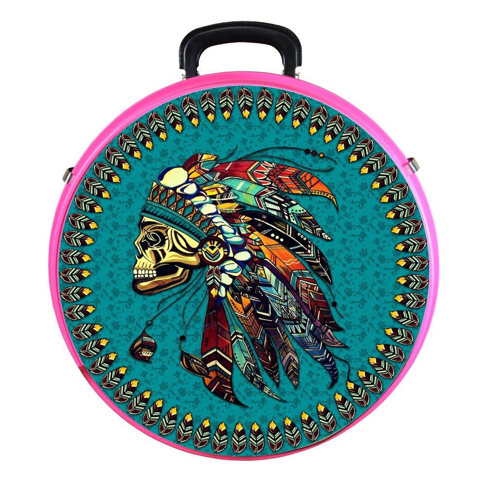 Hilason Medium 4 Rope Capacity Rope Can With Attractive Printed Genuine Leather Trim