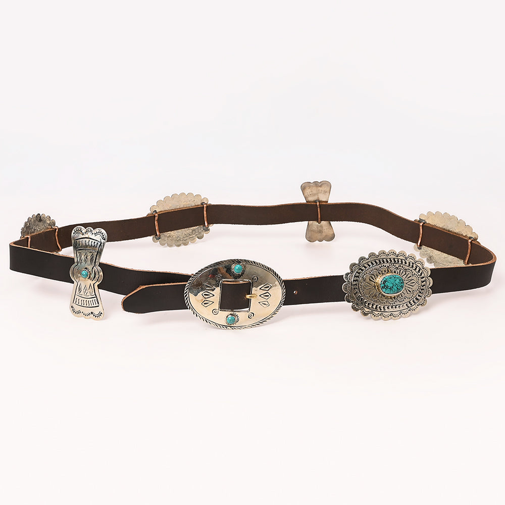 American Darling Wallet Hand Tooled Genuine Suede Leather Women Belt Dark Brown with Concho 51 Inches | Bag