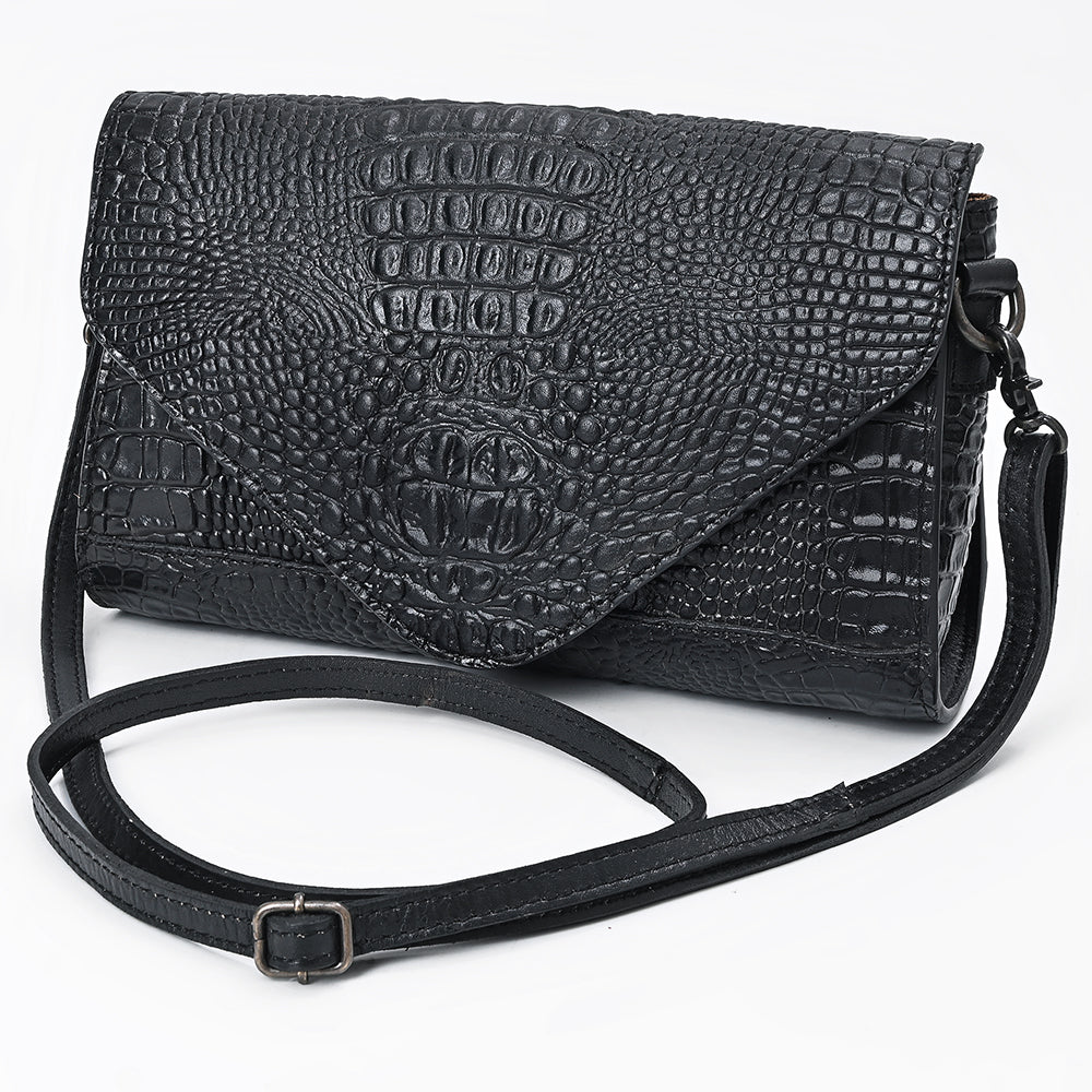 American Darling Small Western Cross Body Bag Handcrafted from Crocodile Embossed Genuine Leather | Envelope Flap Closure & YKK Zipper