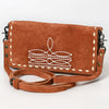 American Darling Western Wallet Handcrafted from Black Genuine Suede Leather | Boot Stitched Design, Studded Trim & YKK Zipper