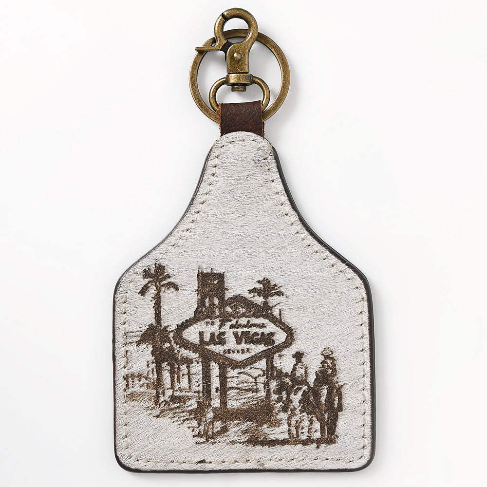 American Darling Hair-On Genuine Leather Keyring Beautiful Horse Print