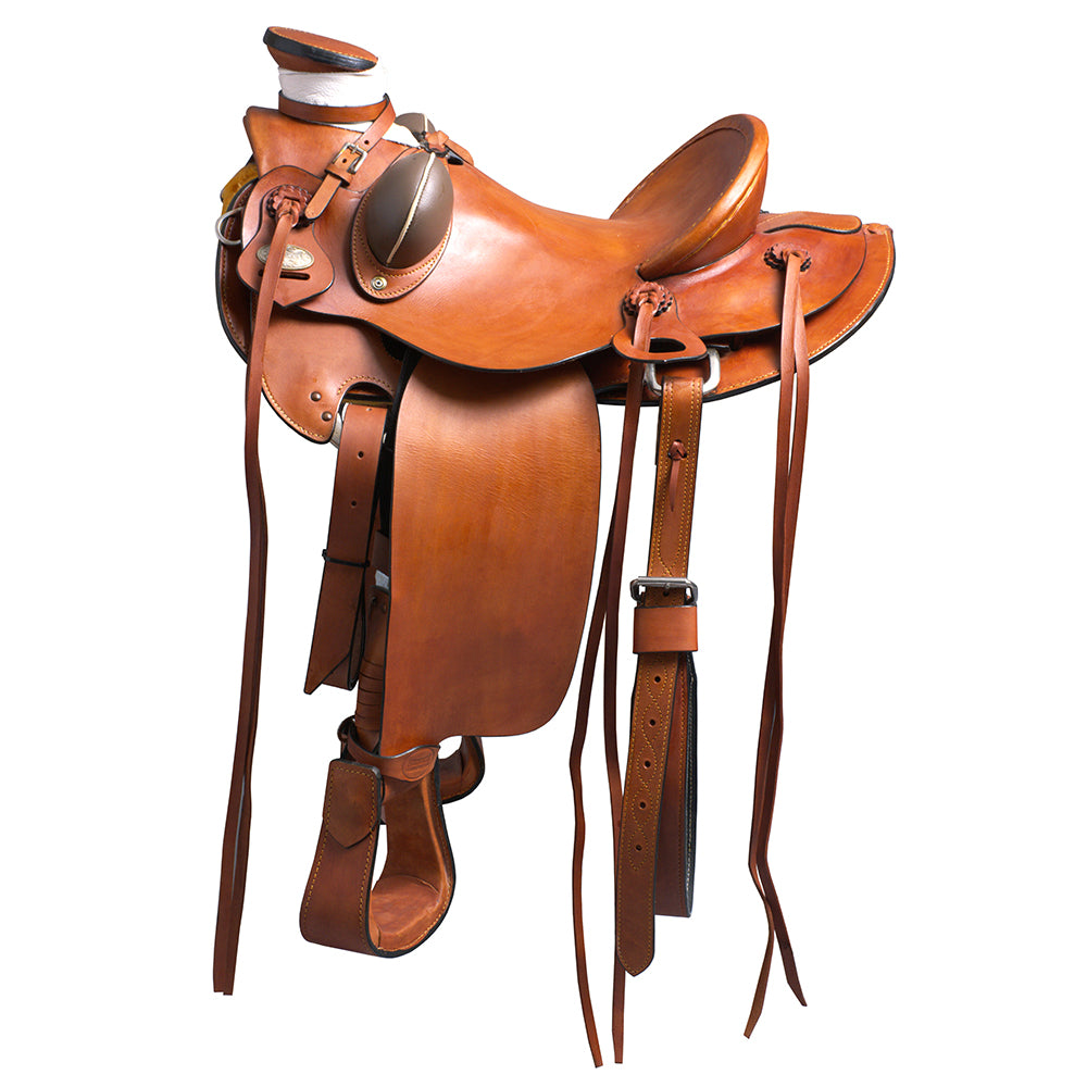 Brown 15 In HILASON Western Horse Wade Saddle Genuine Leather Ranch Roping | Hand Tooled