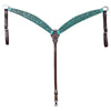 Hilason Horse Floral Hand Painted American Leather Breast Collar Headstall Turquoise