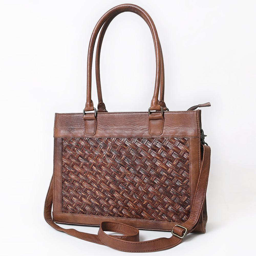 American Darling Tote Beautifully Basketweave tooled Leather women bag