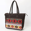 OHLAY Tote Upcycled Canvas Genuine Leather Women Bag Western Handbag Purse