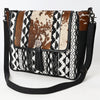OHLAY Crossbody Hair On Upcycled Canvas Genuine Leather Women Bag Western Handbag Purse