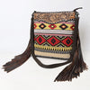 OHLAY Large Crossbody Hand Tooled Upcycled Canvas Genuine Leather Women Bag Western Handbag Purse
