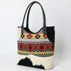 OHLAY Tote Hair On Upcycled Canvas Genuine Leather Women Bag Western Handbag Purse
