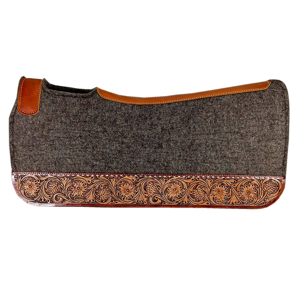 HILASON Western Wool Felt Horse Saddle Pad W/ Distressed Wear Leather | for Horses