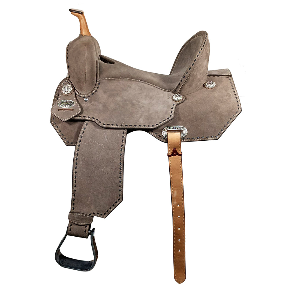 Hilason Western Horse Barrel Flex Tree Trail American Leather Saddle Gray