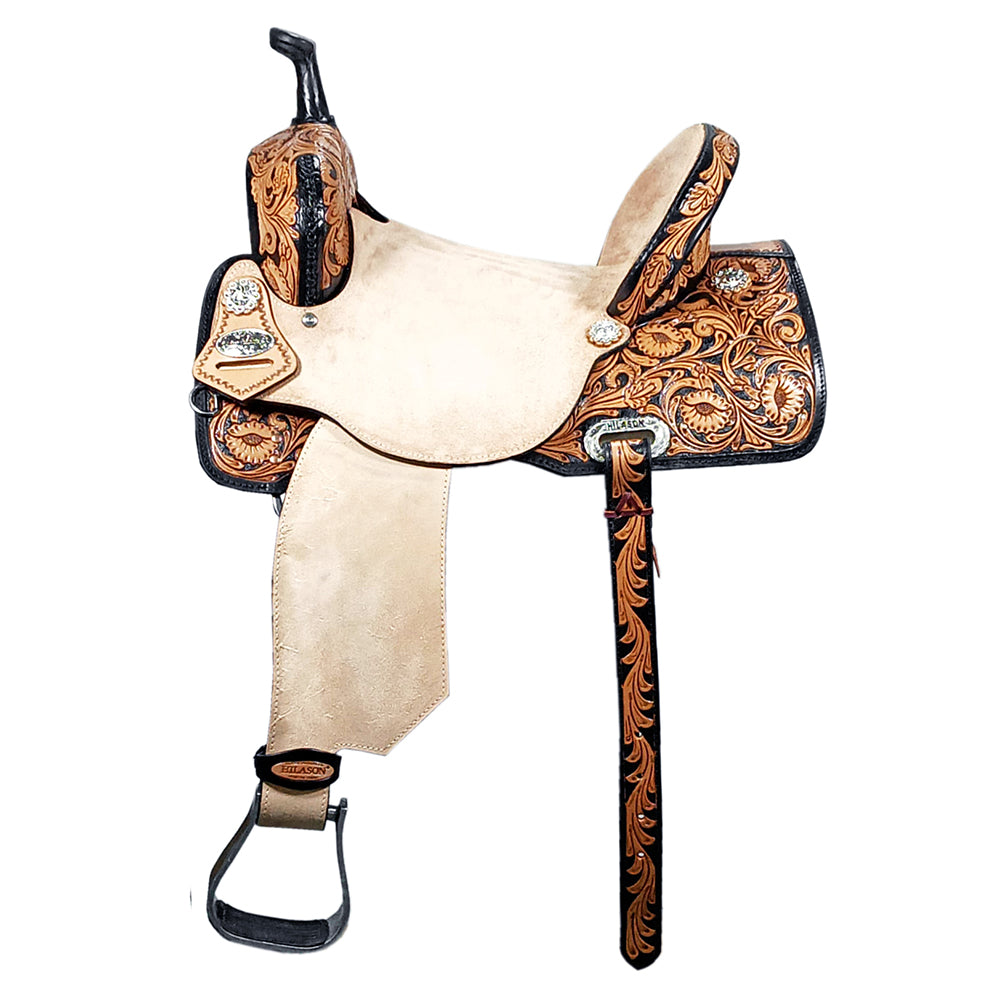 Hilason Western Horse Flex Tree Barrel Trail In American Leather Saddle Tan