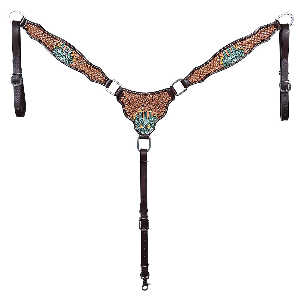 HILASON Western Horse Headstall Breast Collar Set American Leather Floral Carving | Tack for Horses