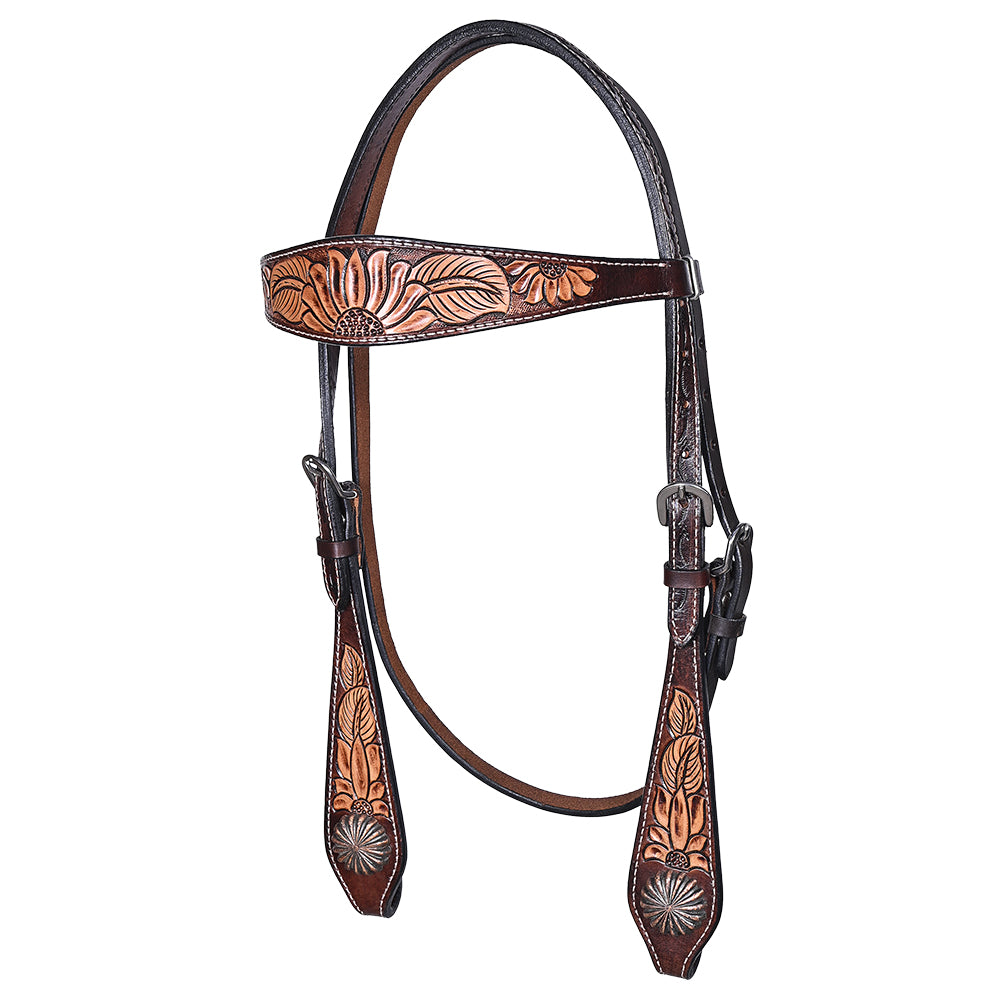 HILASON Western Horse Headstall Breast Collar Set American Leather Floral Carving | Tack for Horses