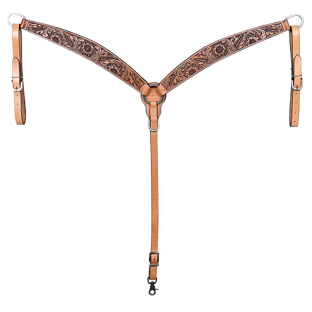 HILASON Western Horse Headstall Breast Collar Set American Leather Floral Carving | Tack for Horses