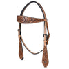HILASON Western Horse Headstall Breast Collar Set American Leather Floral Carving | Tack for Horses