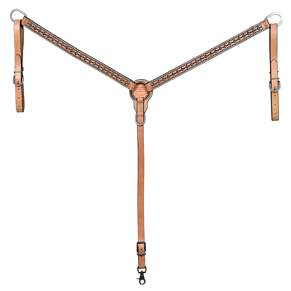 HILASON Western Horse Headstall Breast Collar Set American Leather Floral Carving | Tack for Horses