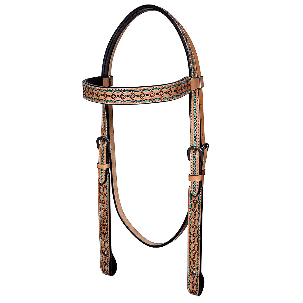 HILASON Western Horse Headstall Breast Collar Set American Leather Floral Carving | Tack for Horses
