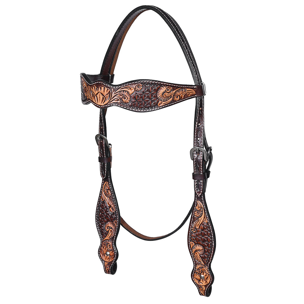 HILASON Western Horse Headstall Breast Collar Set American Leather Floral Carving | Tack for Horses