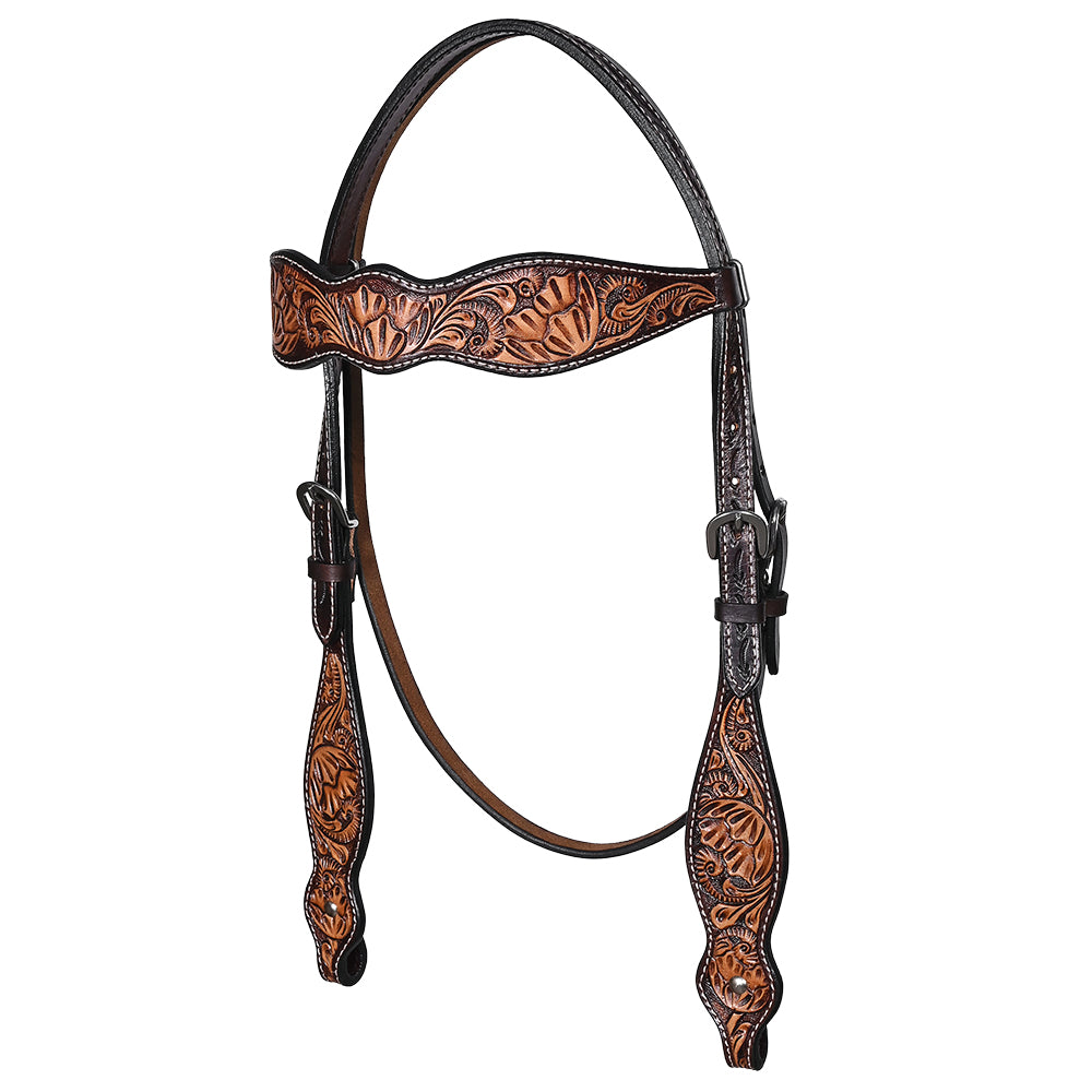 HILASON Western Horse Headstall Breast Collar Set American Leather Floral Carving | Tack for Horses
