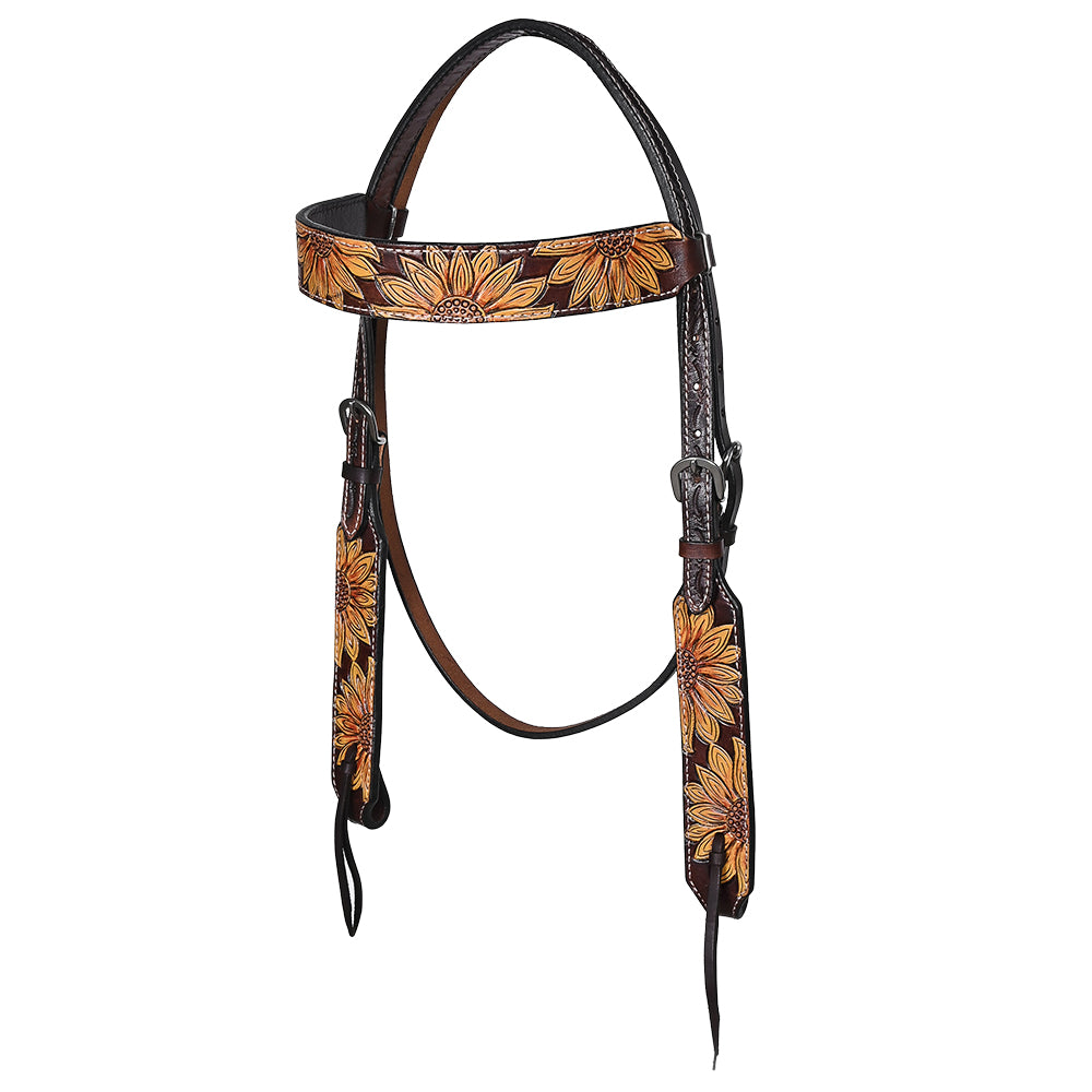HILASON Western Horse Headstall Breast Collar Set American Leather Floral Carving | Tack for Horses