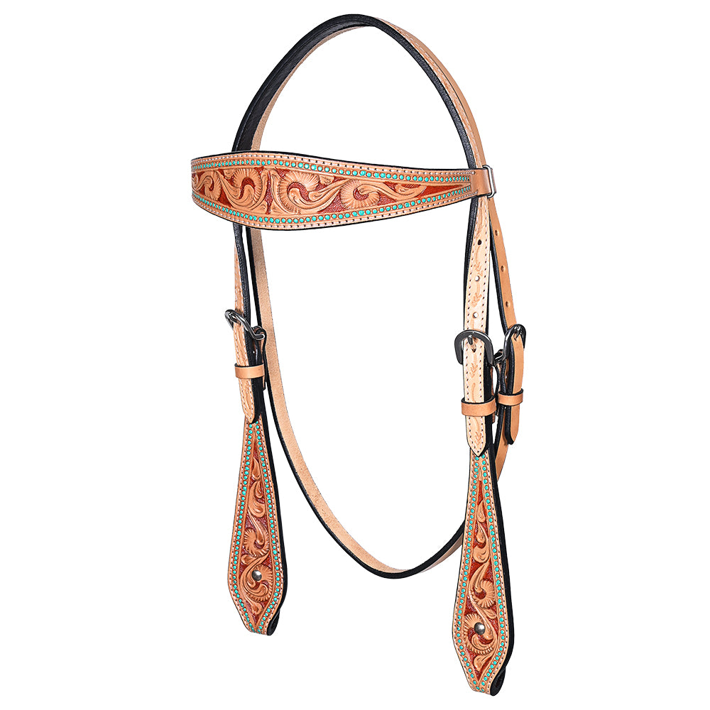 HILASON Western Horse Headstall Breast Collar Set American Leather Floral Carving | Tack for Horses
