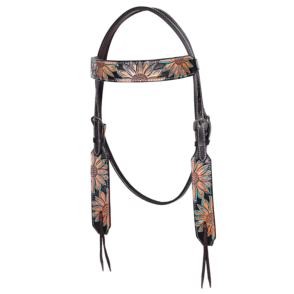 HILASON Western Horse Headstall Breast Collar Set American Leather Floral Carving | Tack for Horses