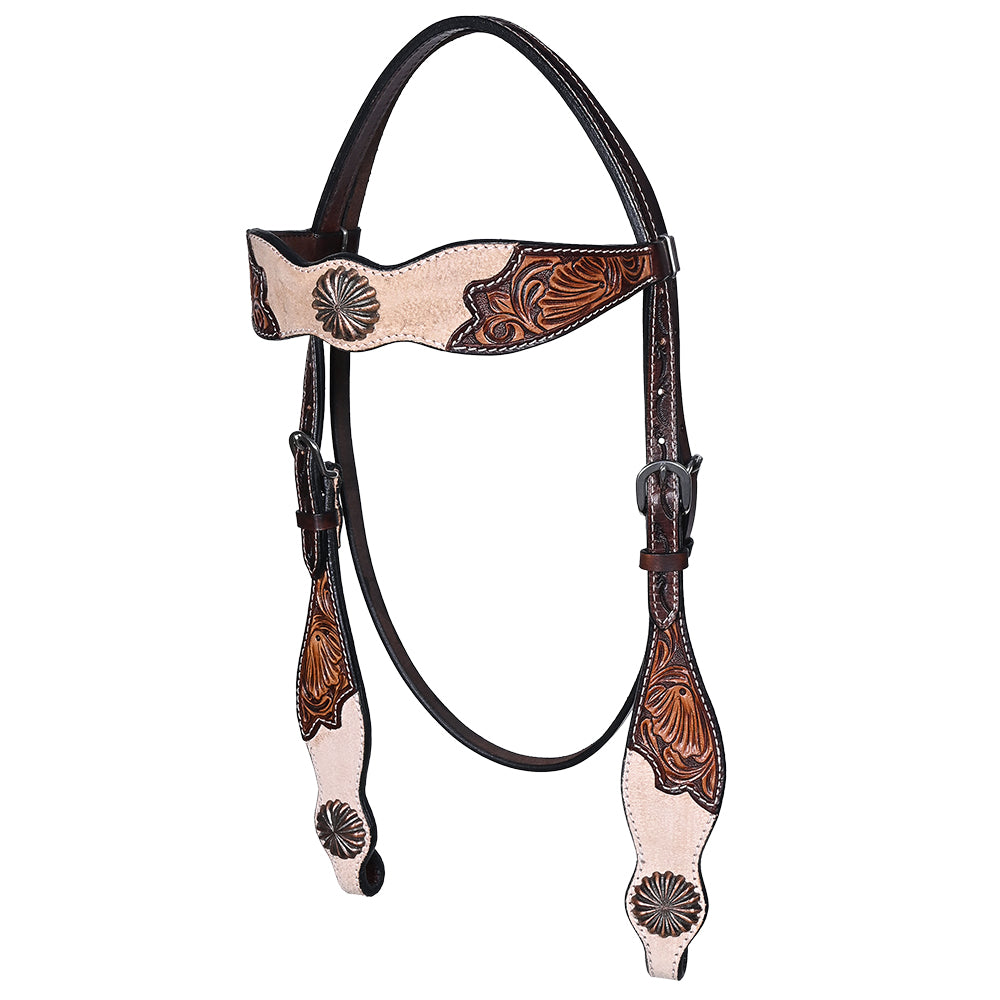 HILASON Western Horse Headstall Breast Collar Set American Leather Floral Carving | Tack for Horses