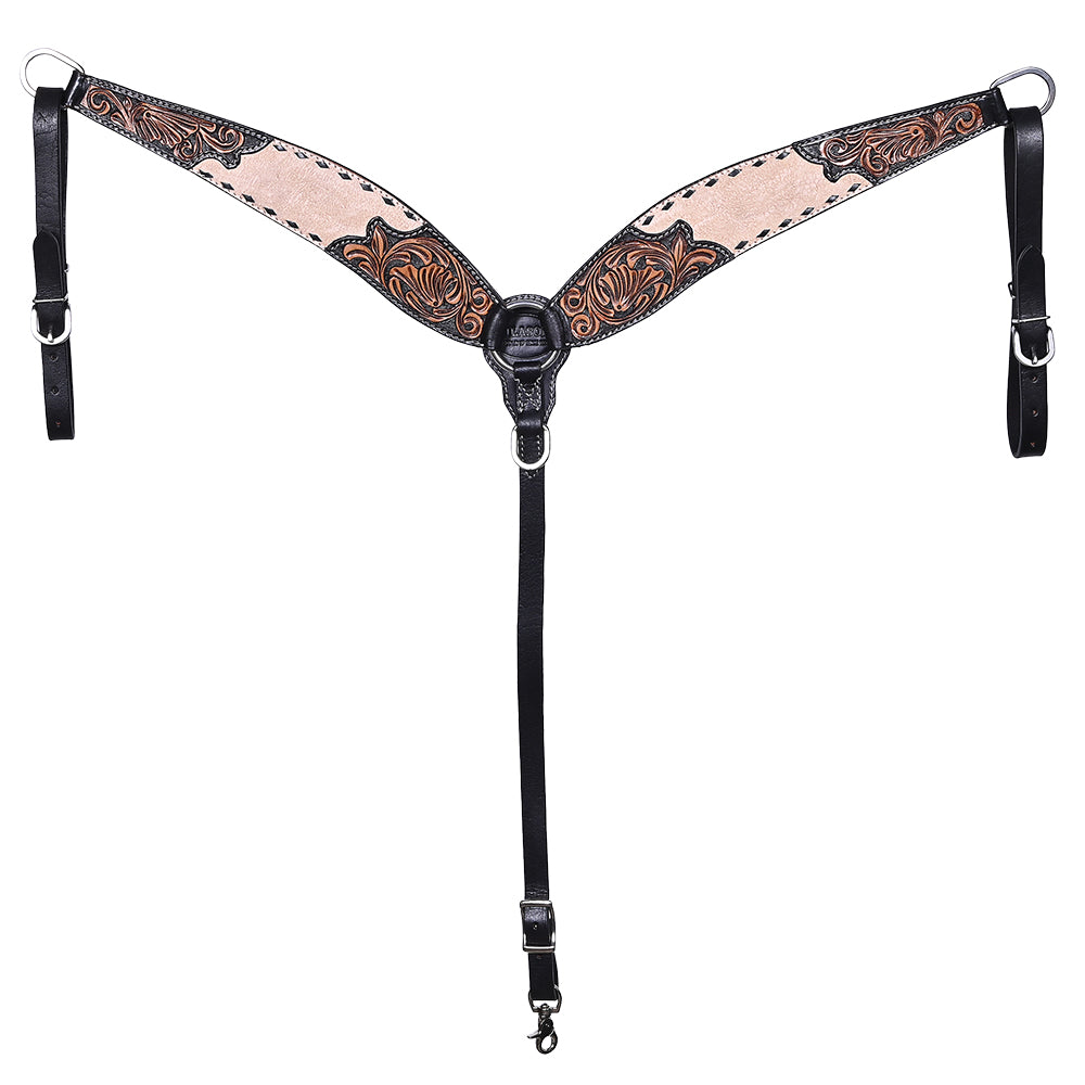 HILASON Western Horse Headstall Breast Collar Set American Leather Floral Carving | Tack for Horses