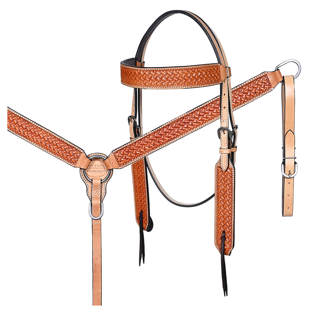 HILASON Western Horse Headstall & Breast Collar American Leather Floral Carving