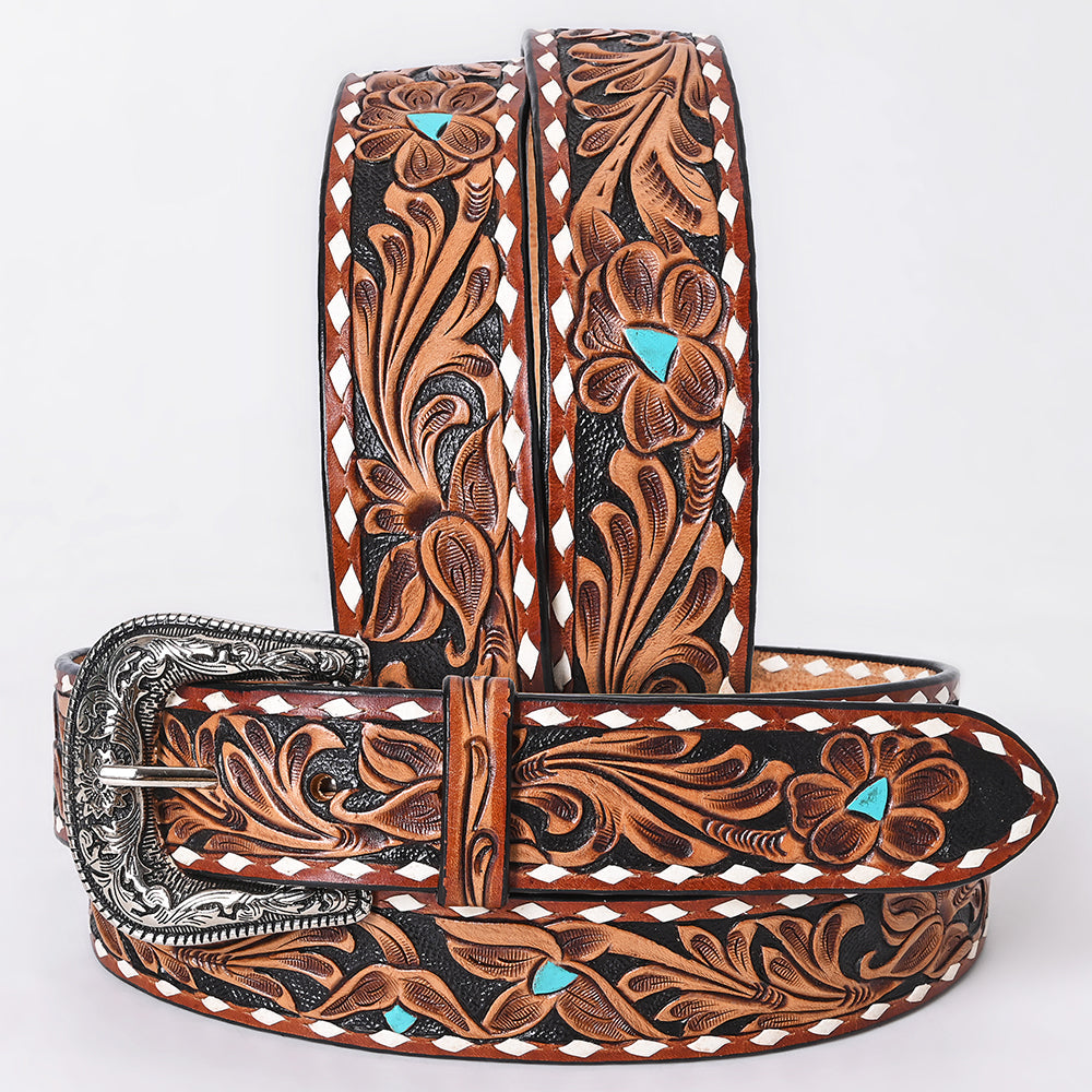 American Darling Floral Hand Carved Men & Women Genuine American Leather Belt Brown Gorgeous Hand Painted & Tooled