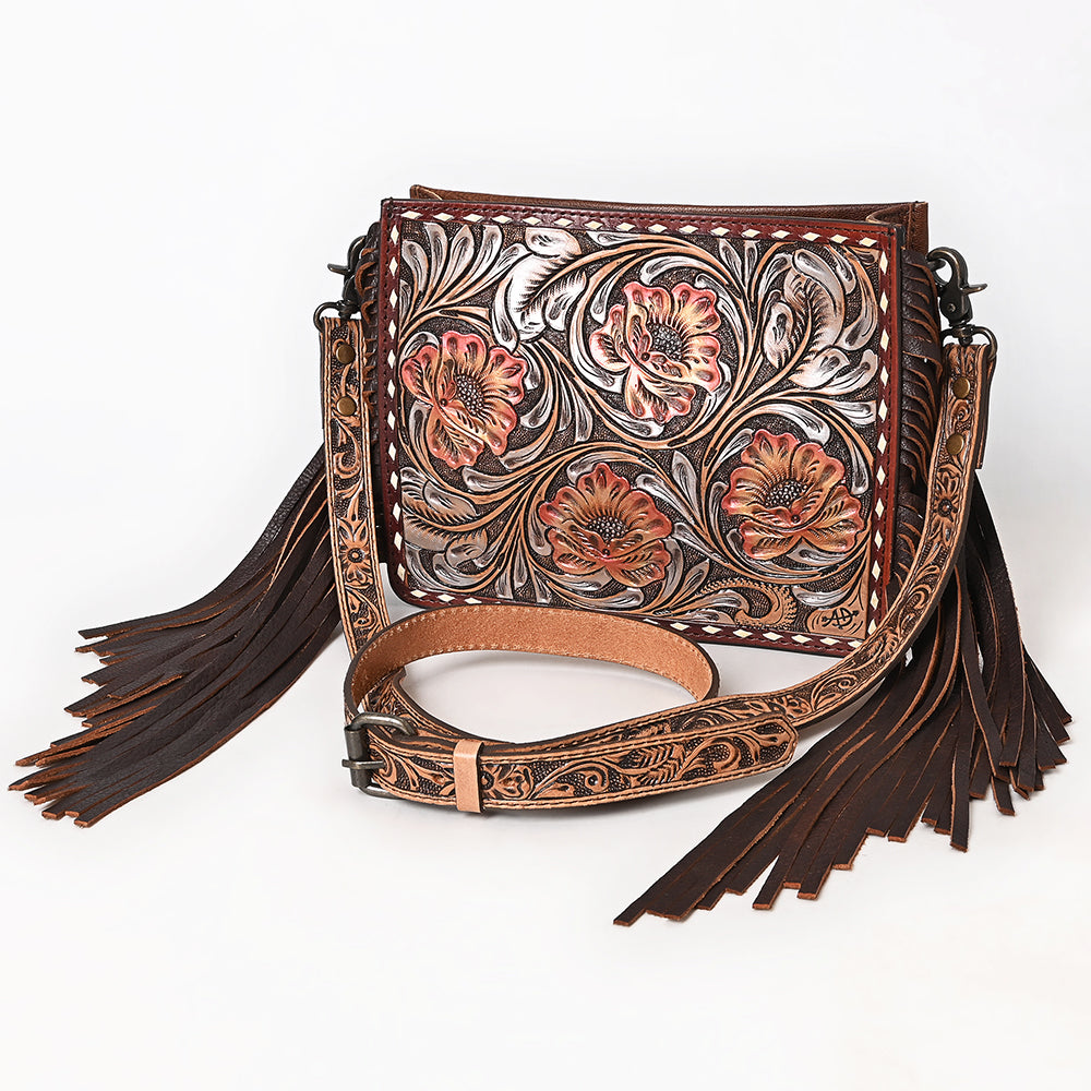 American Darling Messenger Hand Tooled Saddle Blanket Genuine Leather Western Women Bag Handbag Purse | Cute