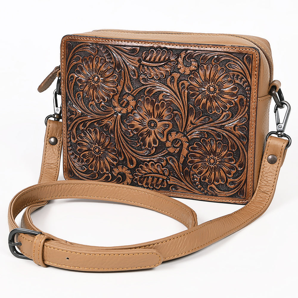 OHLAY Crossbody Hand Tooled Genuine Leather Women Bag Western Handbag Purse