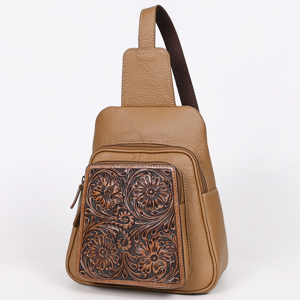 OHLAY Sling Hand Tooled Genuine Leather Women Bag Western Handbag Purse