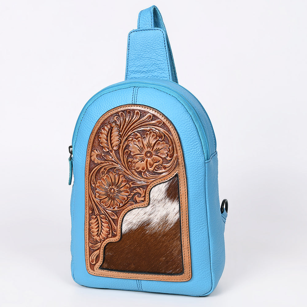 OHLAY Sling Hand Tooled Hair-On Genuine Leather Women Bag Western Handbag Purse