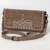 American Darling Western Wallet Handcrafted from Black Genuine Suede Leather | Boot Stitched Design, Studded Trim & YKK Zipper