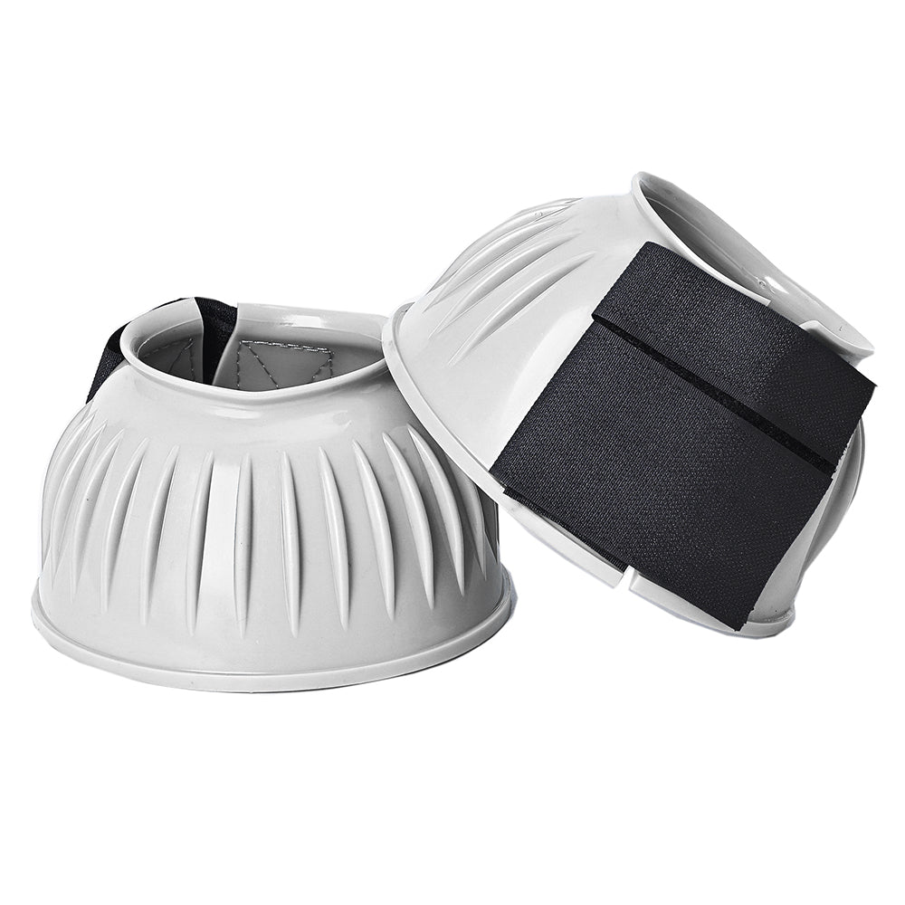 HILASON Western Horse Rubber PVC Ribbed Double Hook and Loop Bell Boots Training Protective Shock Absorbing Leg