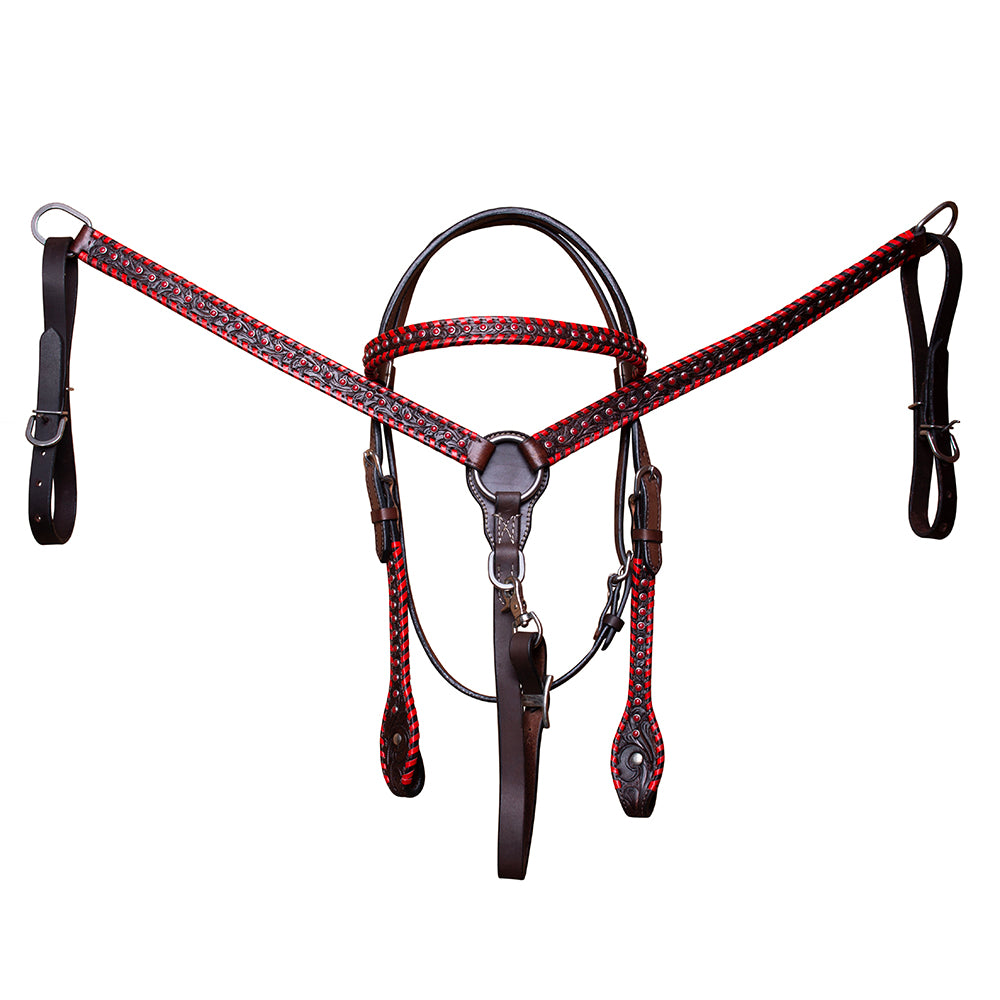 BAR H EQUINE Western Horse Headstall Breast Collar Set American Leather