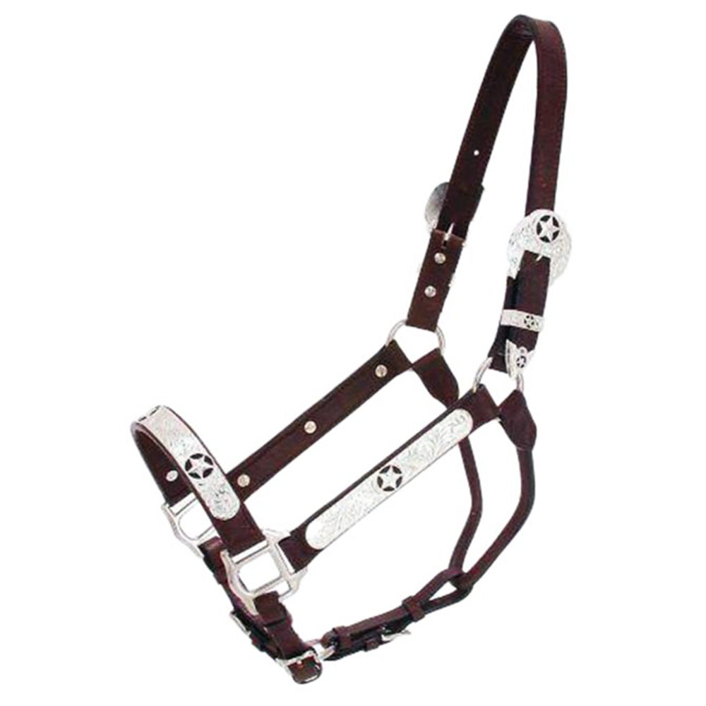 Tough 1 Western Horse Top Grade Nylon Halter Silver Engraved Comfortable & Flexible