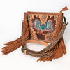 American Darling Cross body Bag for Women, Hand Tooled Floral Carved Vegetable-Tanned Full Grain Leather with Fringes