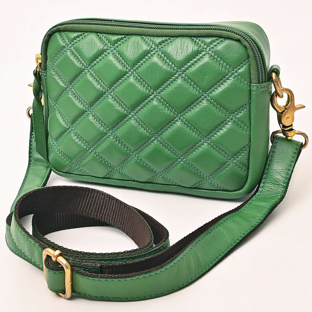 NEVER MIND Luxury Tan Quilted Leather Camera Bag Crossbody Adjustable Strap