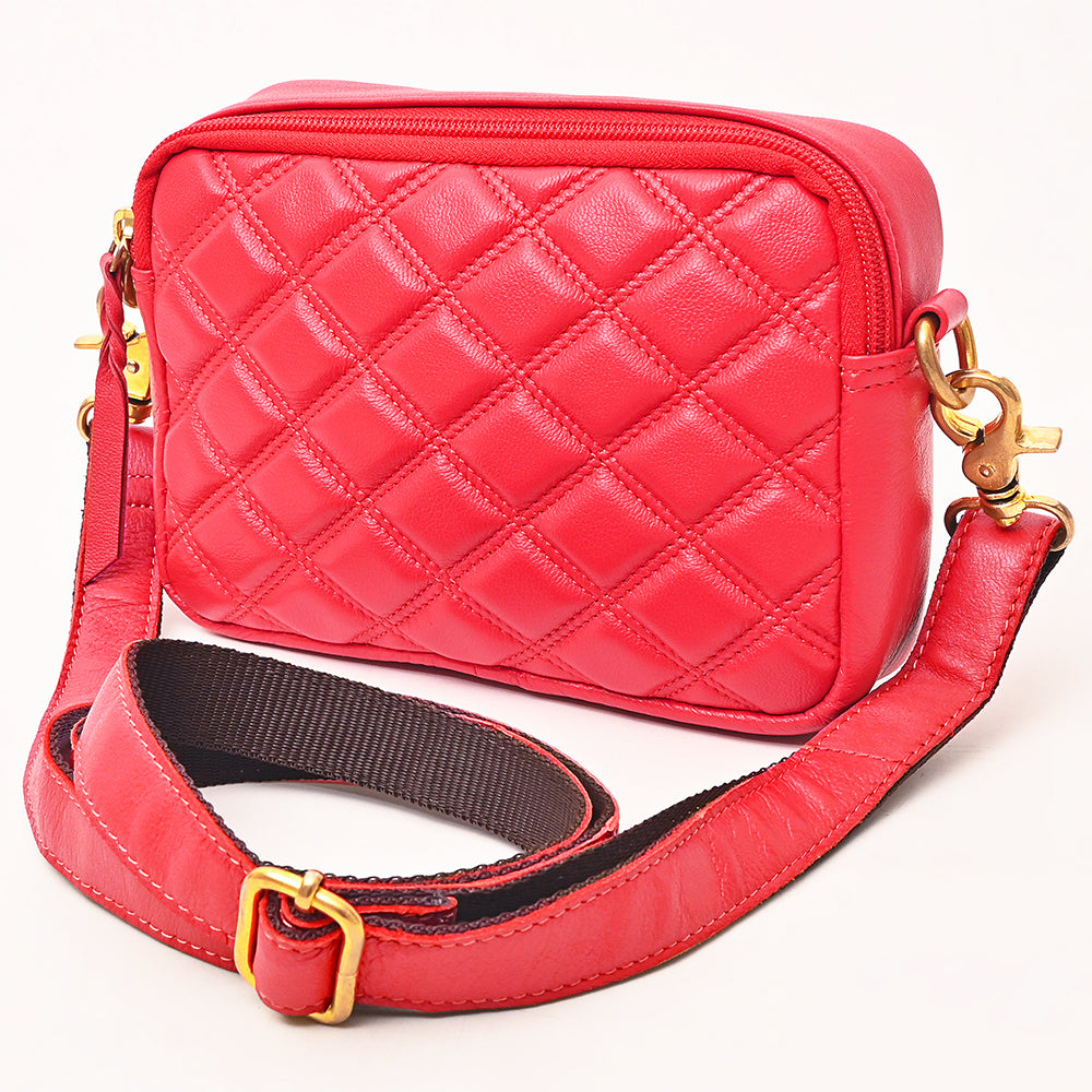 NEVER MIND Luxury Tan Quilted Leather Camera Bag Crossbody Adjustable Strap