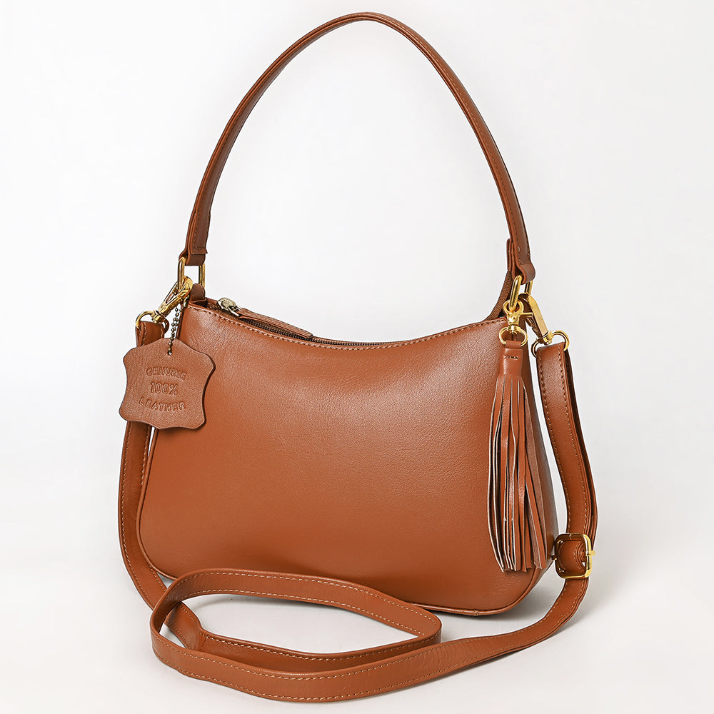 Never Mind Western Cross Body Genuine Leather Handbag Purse Wallet Bag For Women Girls Brown